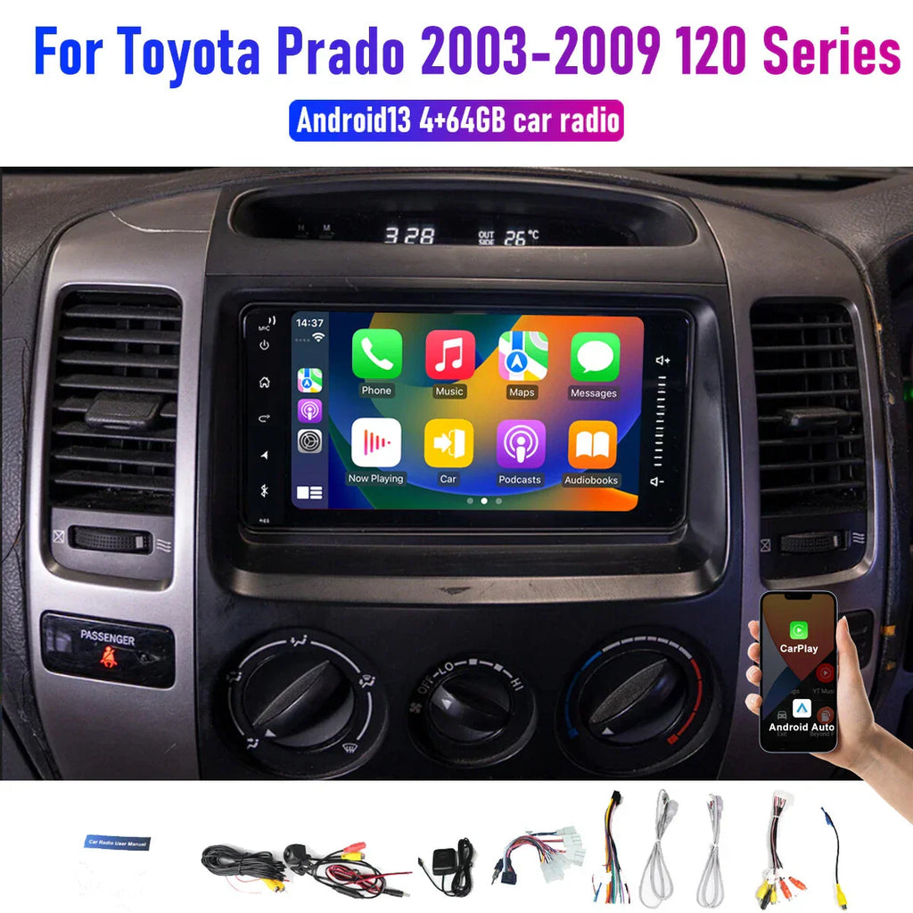 Apple CarPlay Android Auto Head Unit BT Radio for Toyota Prado (2003-2009)