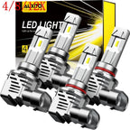 Set of 4 9005 9006 LED Headlight Bulbs for High Low Beam (6500K)