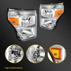Set of 2 Chrome Headlight Assembly for Ford F250 F350 F450 Super Duty