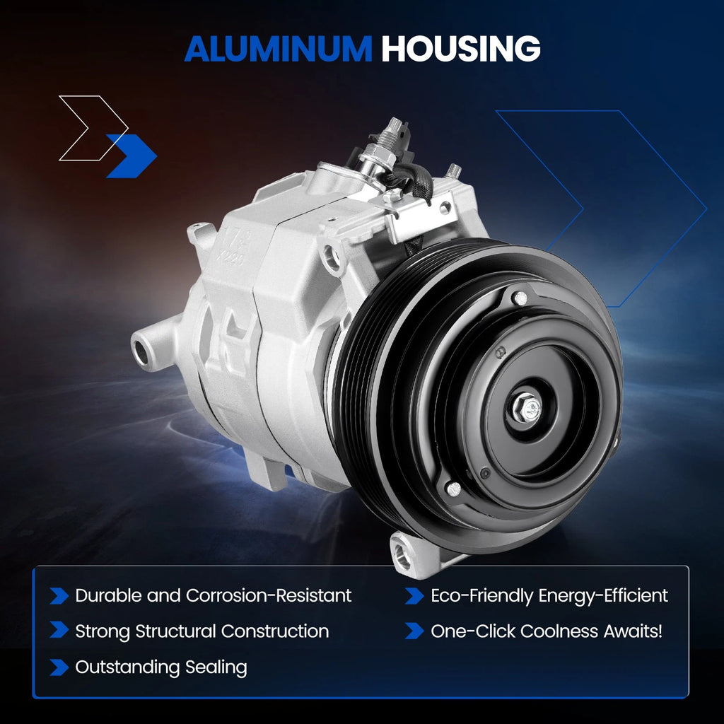 AC Compressor with Clutch 10S20C for Chrysler Town & Country Dodge Caravan (2008–2010)