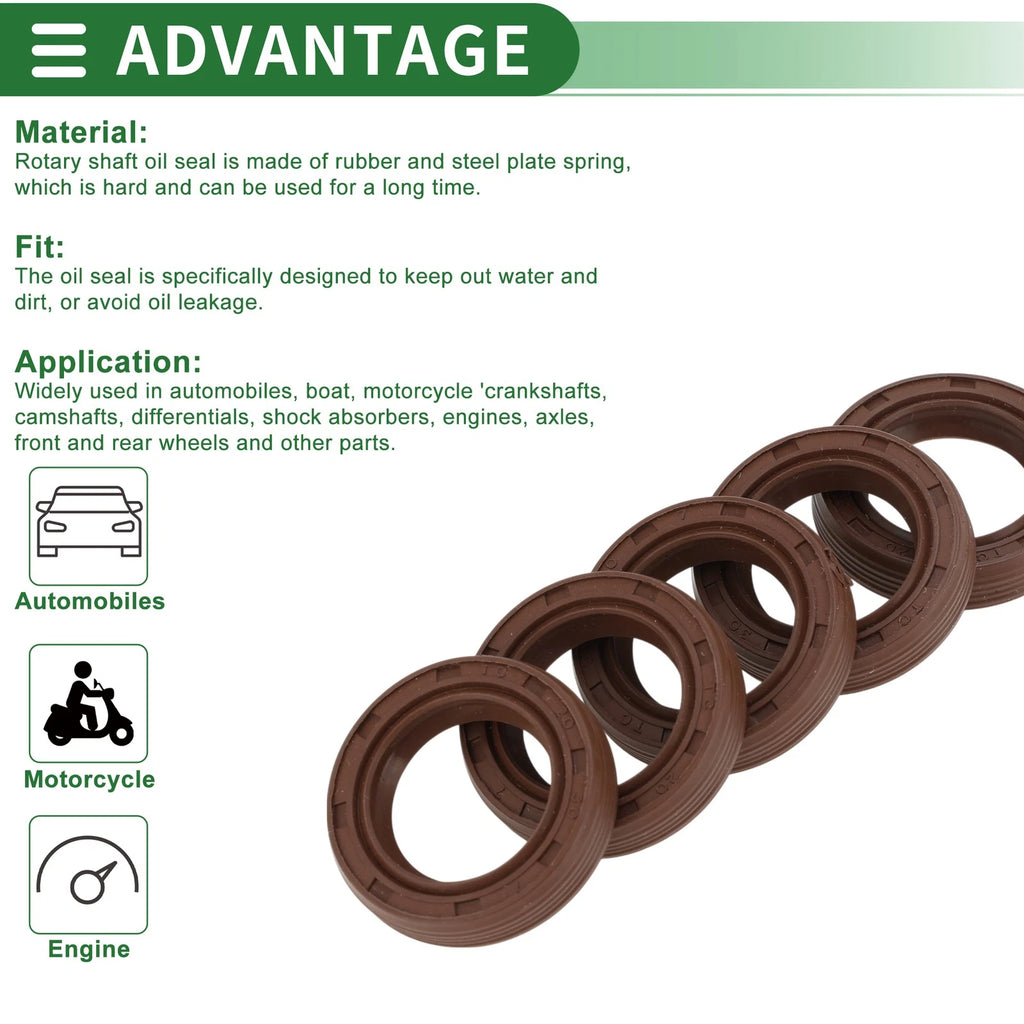 Oil Seal FKM Rubber 20x30x7mm for Various Models (5 Pcs)
