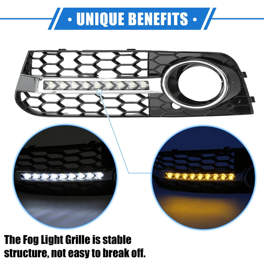 Front Bumper Fog Light Grille with LED 8KD807682 for Audi A4 B8 (2009–2011)