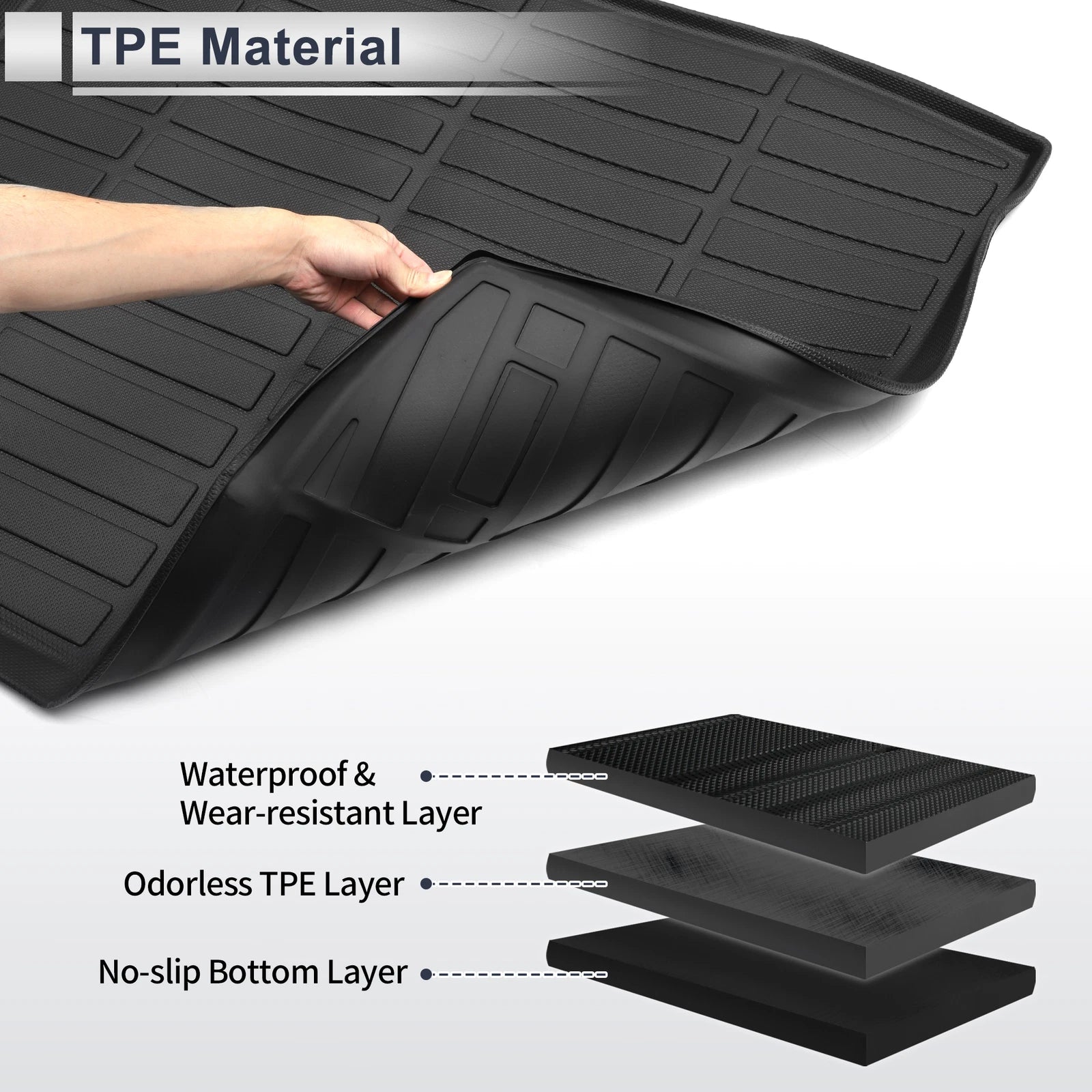 Cargo Liner Rear Trunk Mat for Honda HR-V AWD (2016–2022) TPE Long Grid Pattern