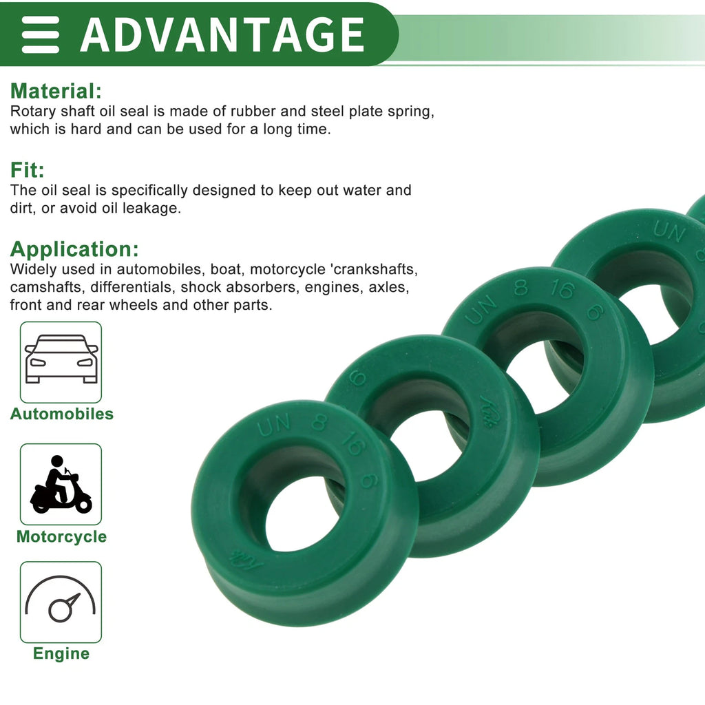Set of 5 Oil Seal Rotary Shaft Seal 8x16x6mm for Various Models 