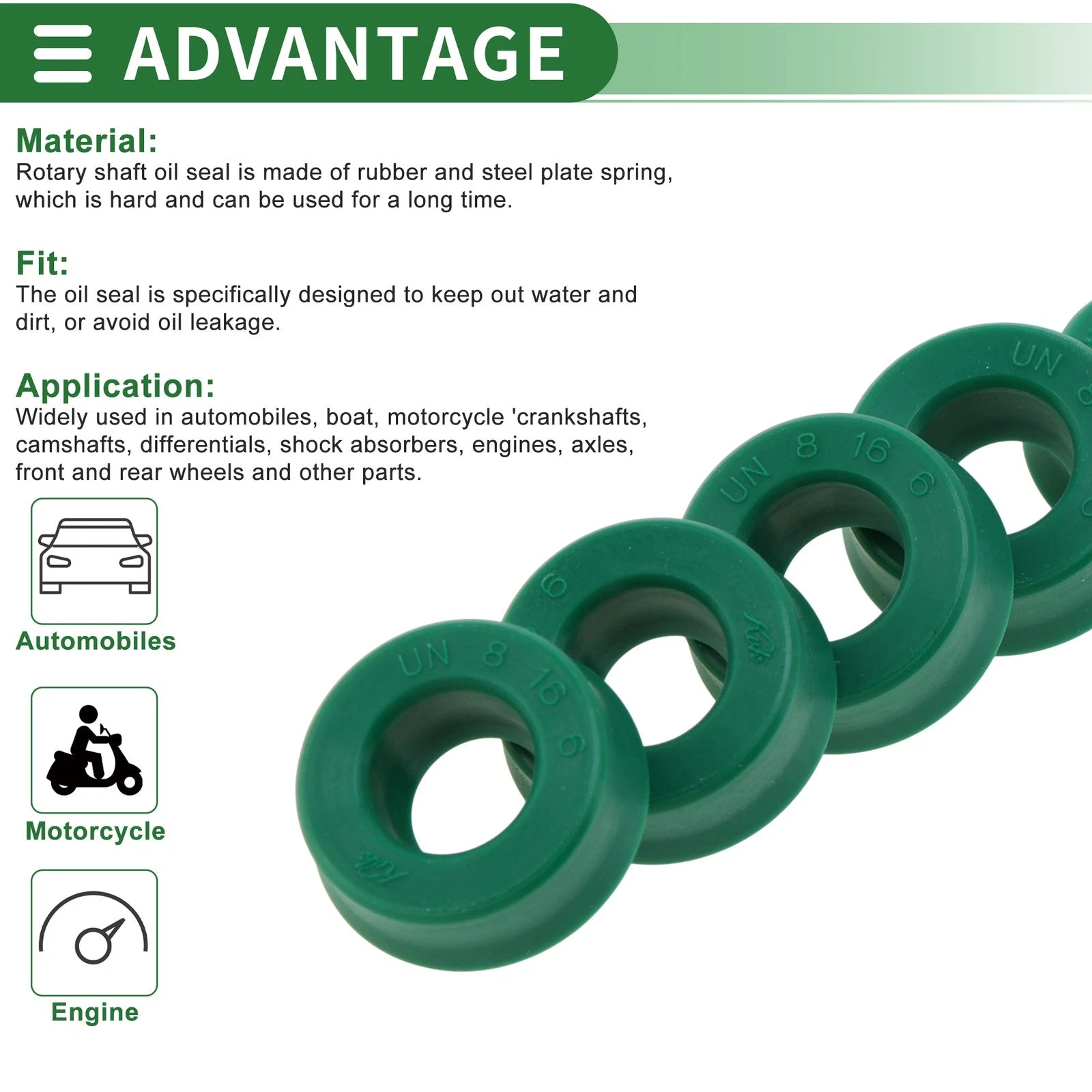 Set of 5 Oil Seal Rotary Shaft Seal 8x16x6mm for Various Models 