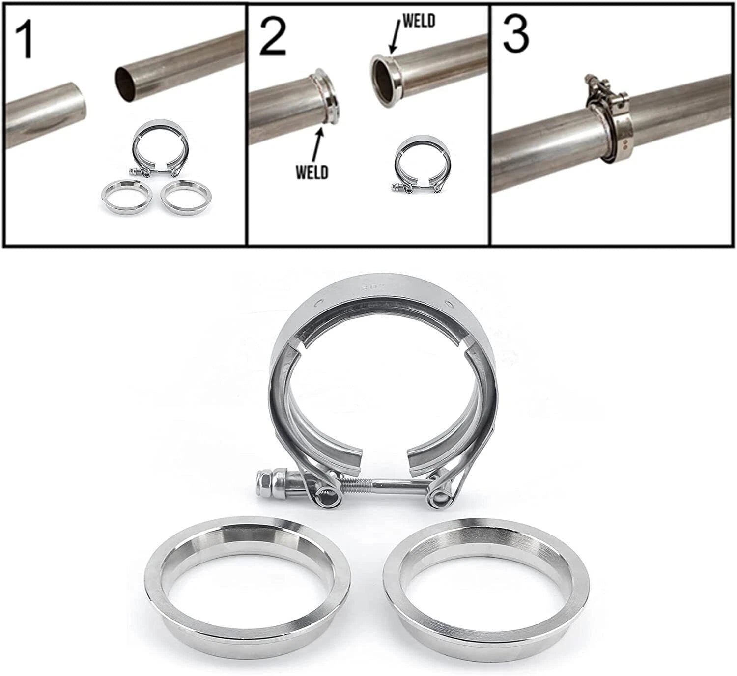 3.5'' V-Band Flange Clamp Kit for Turbo Exhaust Downpipes