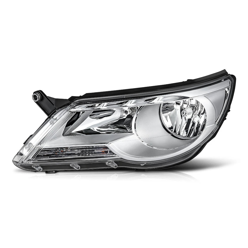 Left Side Headlight Lamp for VW Tiguan (2009–2011) OE Style Chrome Housing Clear Lens