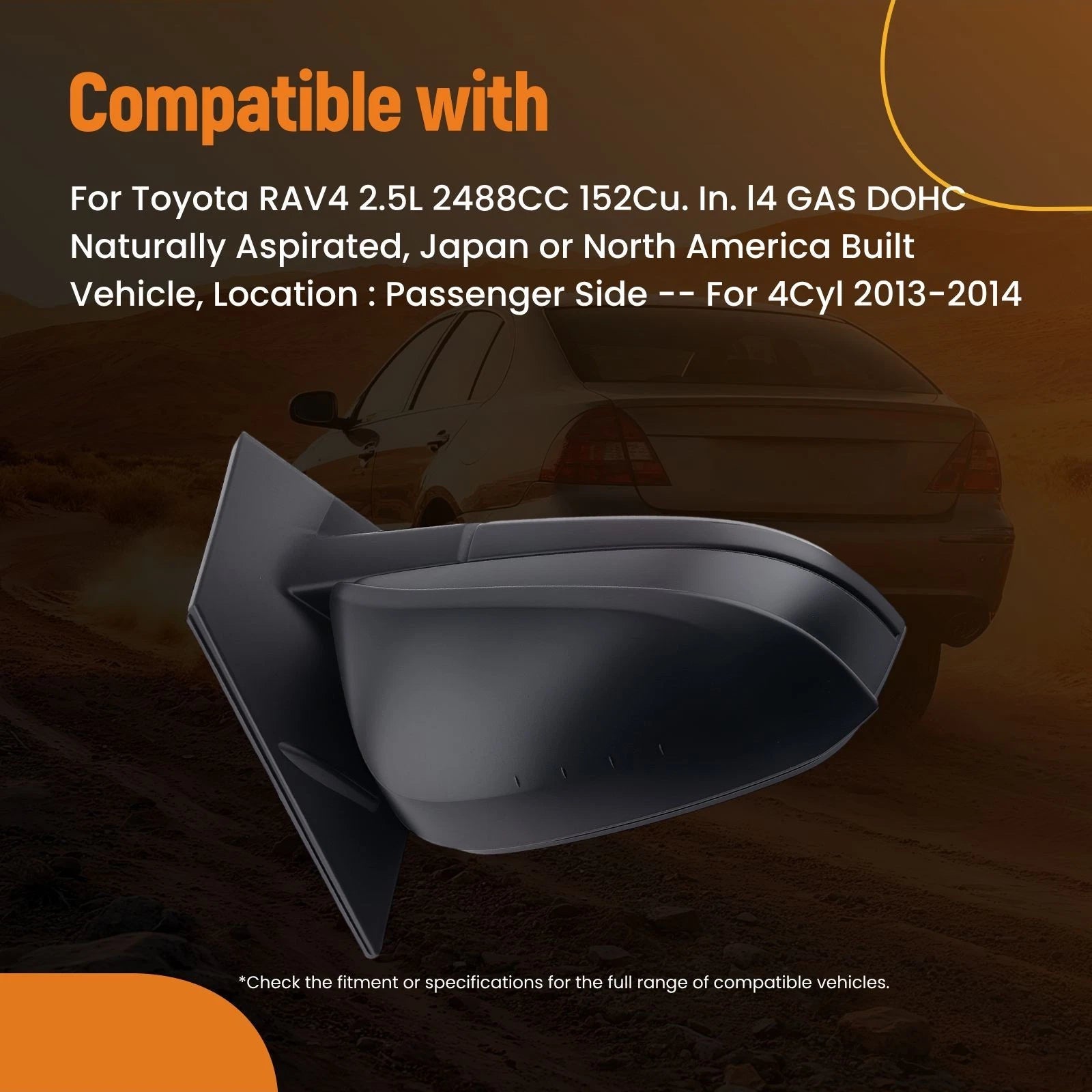 Passenger Rear View Mirror for Toyota RAV4 (2013–2015) 879100R070