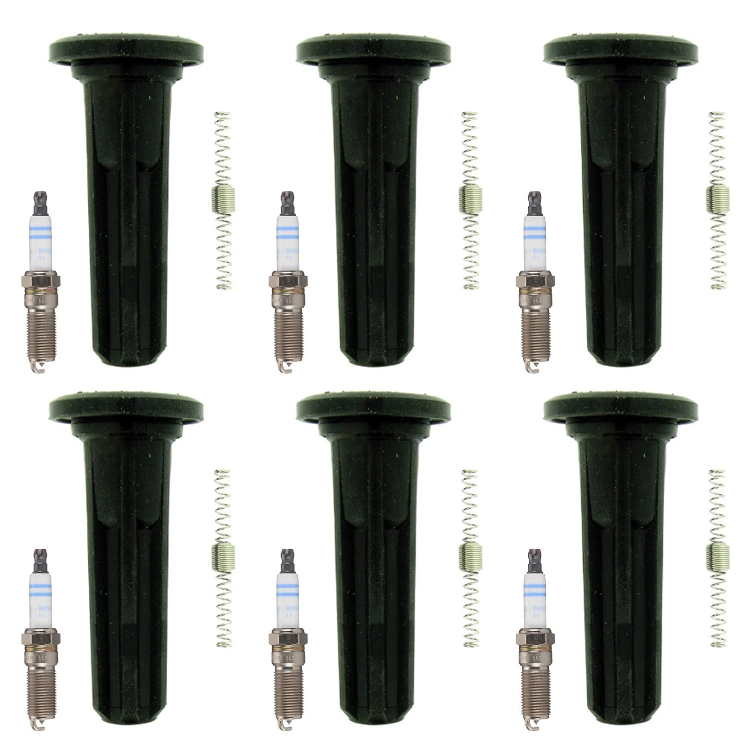 Set of 6 Double Iridium Spark Plugs & NGK Coil Boots for Envoy 9-7x (2005–2009)
