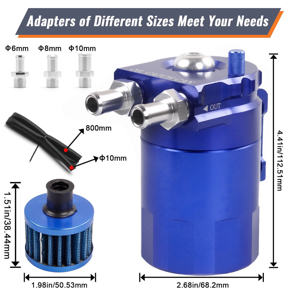 Aluminum Oil Catch Can Kit with Breather Filter for Universal Fit