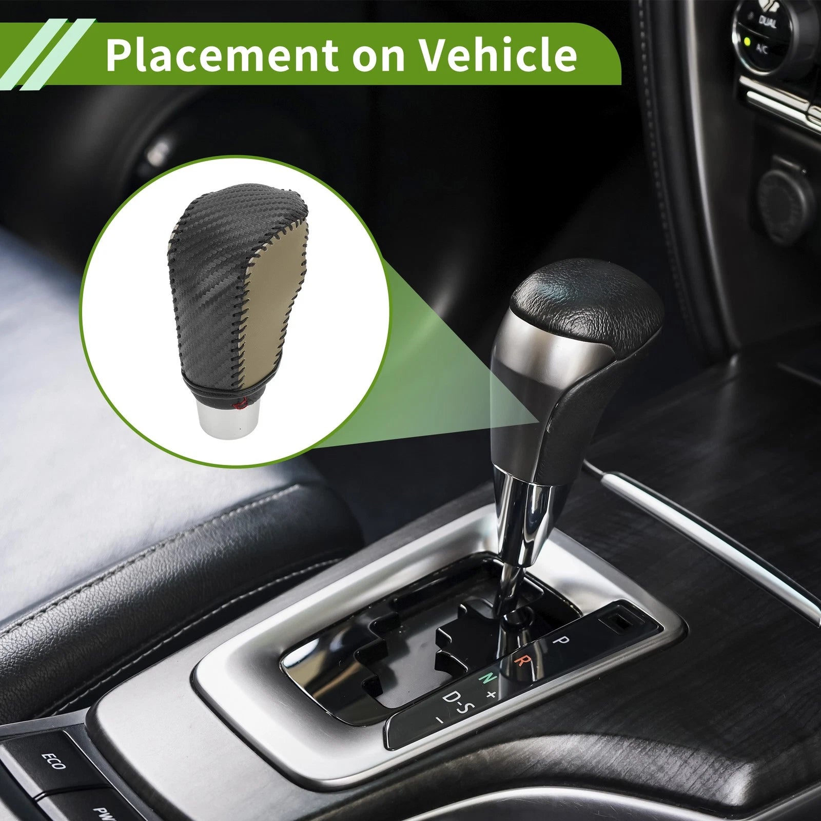 1 Pc Gear Shift Knob Cover for Honda Civic (2016–2021) Black Carbon Fiber