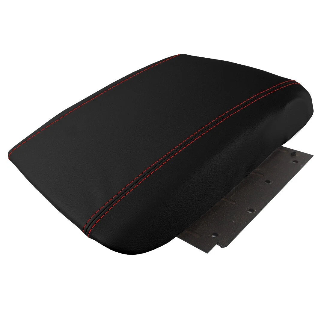 Leather Console Armrest Cover for Cadillac Escalade (2002–2006) Red Stitch