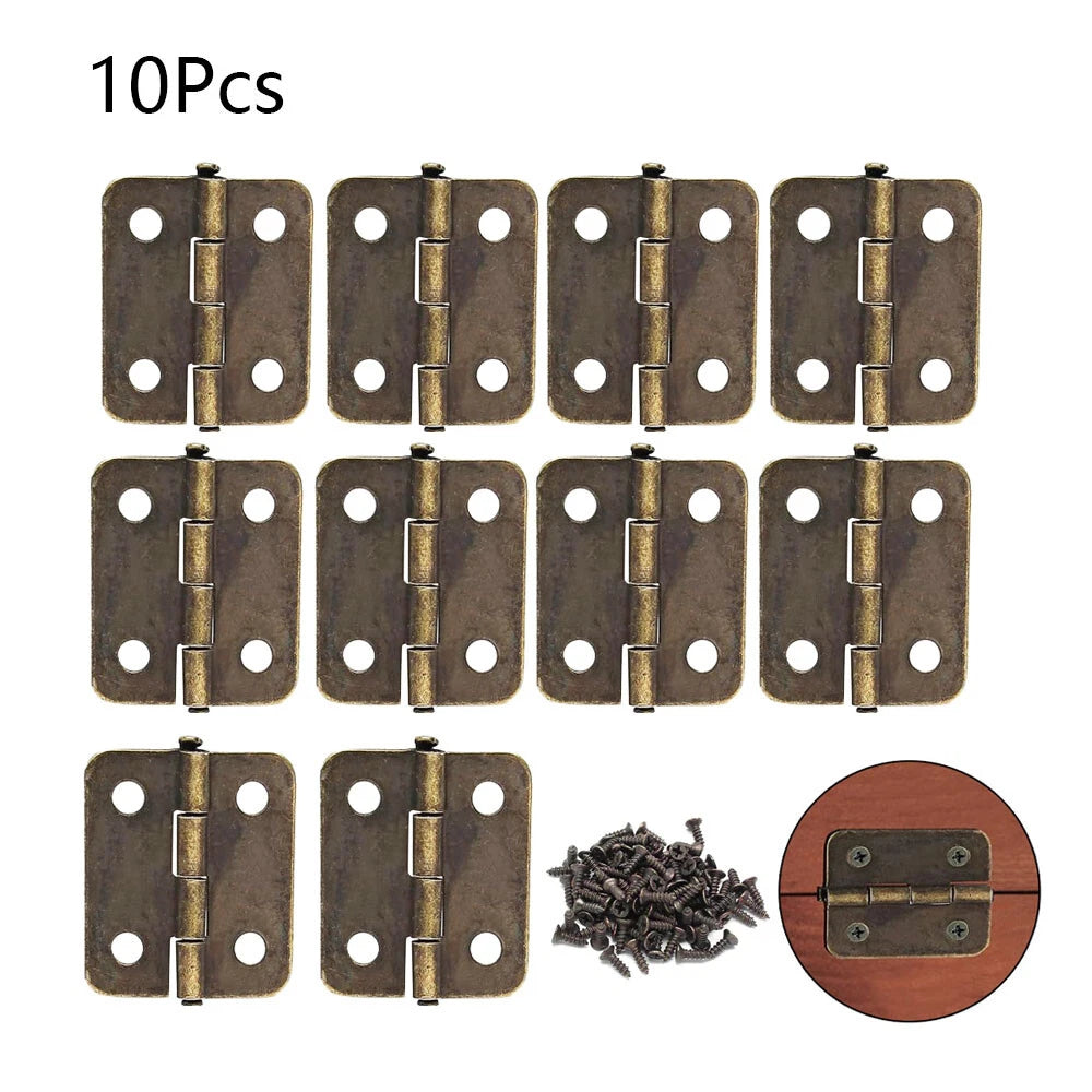 10x Mini Hinge for Jewelry Chest Gift Box (25mm x 18mm) Antique Bronze