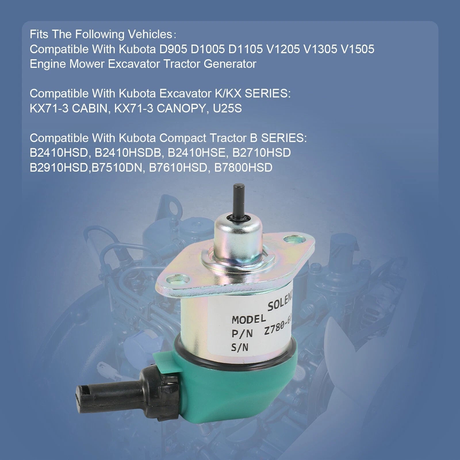 Fuel Shut Off Solenoid for Kubota D905 D1005 D1105