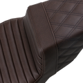SADDLEMEN Step-Up Seat for Harley FL (2014–2023) - Brown Tuck-n-Roll/Lattice Stitch