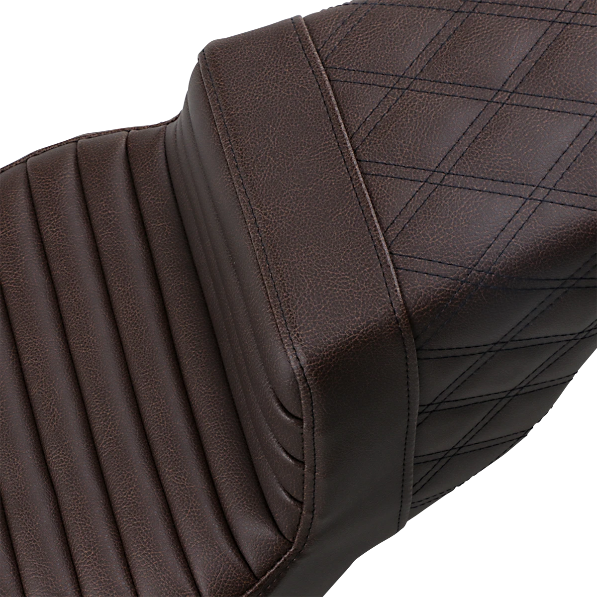 SADDLEMEN Step-Up Seat for Harley FL (2014–2023) - Brown Tuck-n-Roll/Lattice Stitch