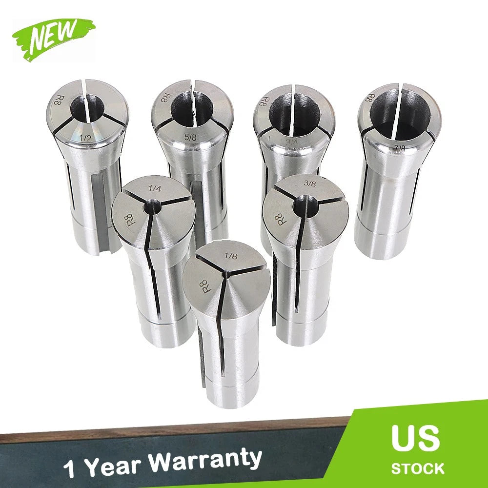 7 Piece R8 Collet Set for Bridgeport (Fits 1/8" to 7/8")