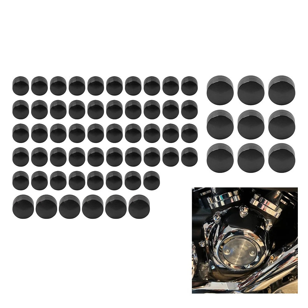 Set of 63X Engine Topper Bolt Caps Black for Harley Softail FXST (2000–2006)