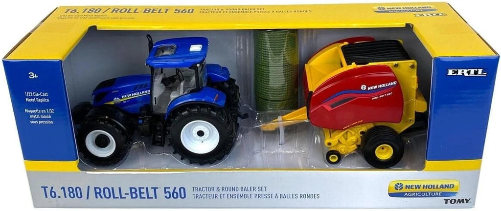 ERTL 1/32 New Holland T6.180 with Roll-Belt 560 Round Baler (13966)