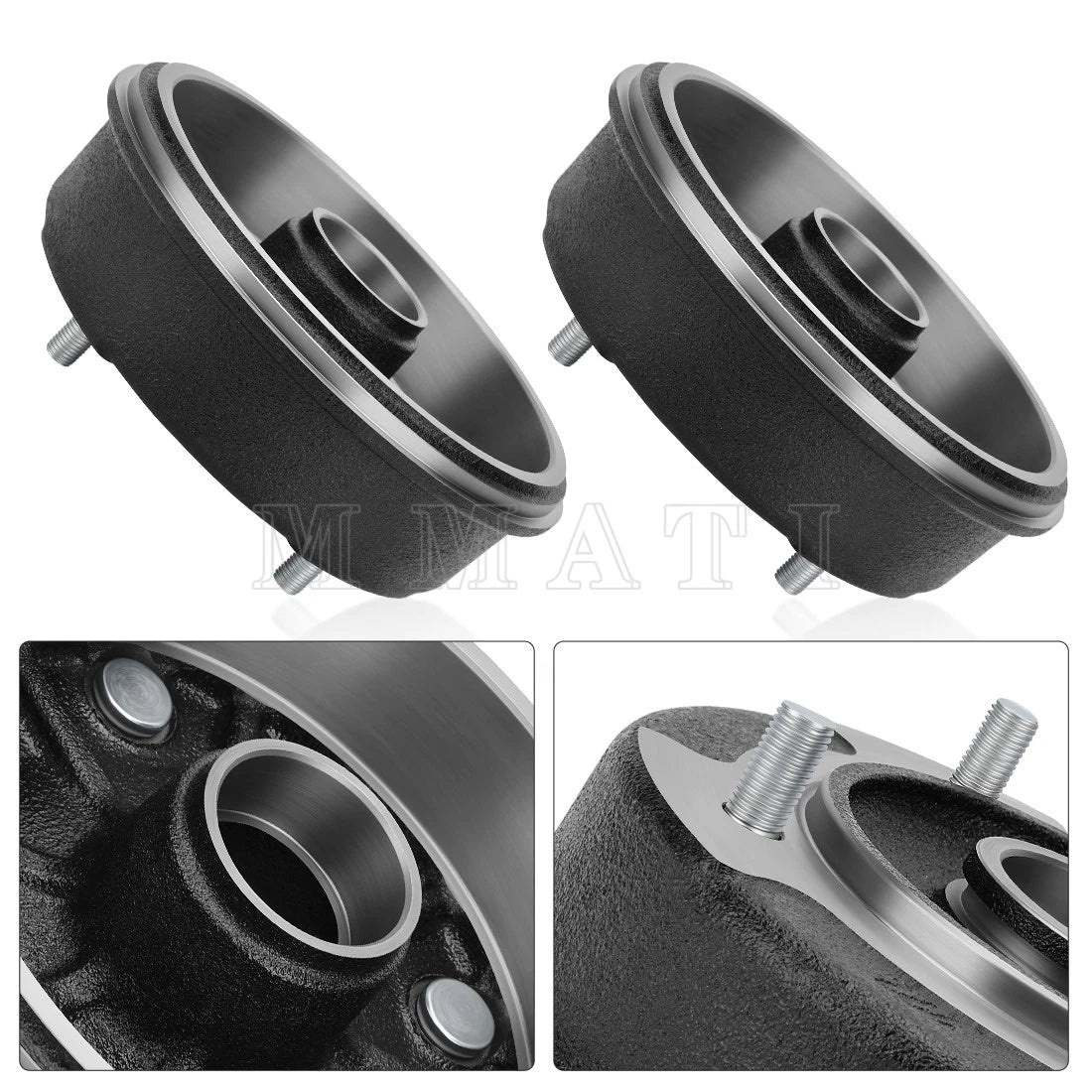Set of 2 Front Brake Drum Hubs w/Bolts for Kawasaki Mule 550 (1997–2004)