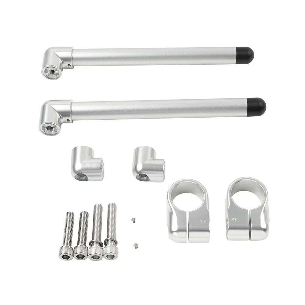 37MM Clip-On Handlebar for Universal Cafe Racer 7/8" Fork Tube Silver