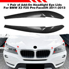 Tape-On Carbon Style Headlight Eye Lids Covers for BMW X3 (2011-2013)