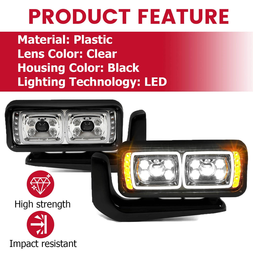 LED Headlight Assembly for Peterbilt 359 379 389 (1981-2021)