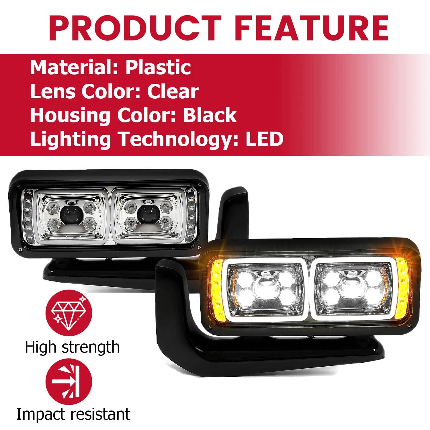 LED Headlight Assembly for Peterbilt 359 379 389 (1981-2021)