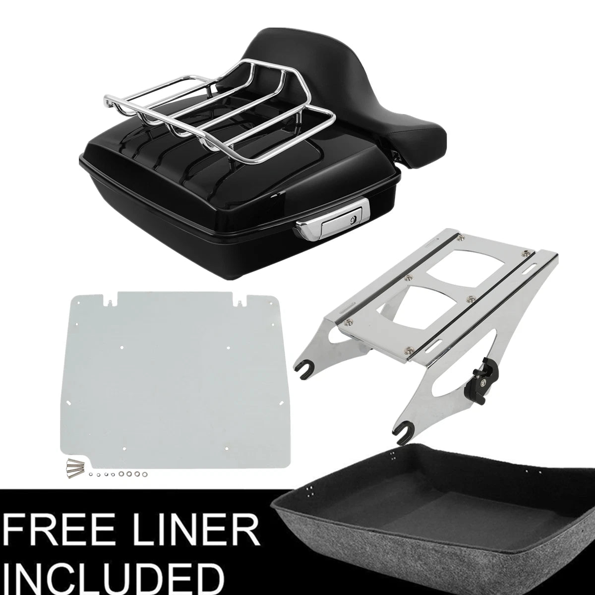 Chopped Trunk Backrest Two-Up Rack Plate for Harley Touring Road Glide (2014–2025)