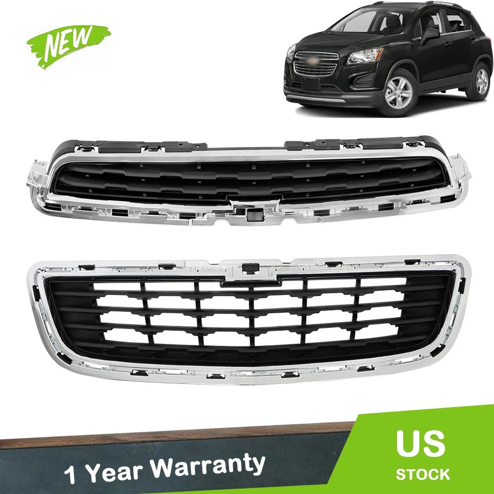 Set of 2 Plastic Front Center Mesh Grilles for Chevrolet Trax (2014–2016)
