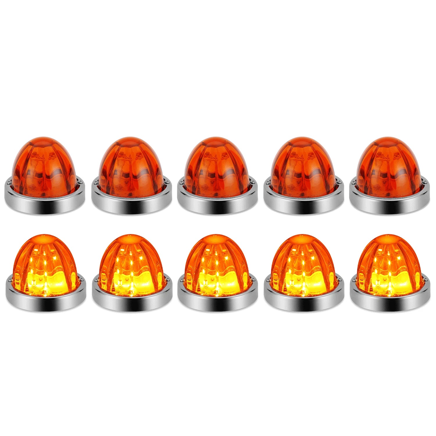 10pcs Chrome Amber LED Side Marker Light Assembly for Universal Fit