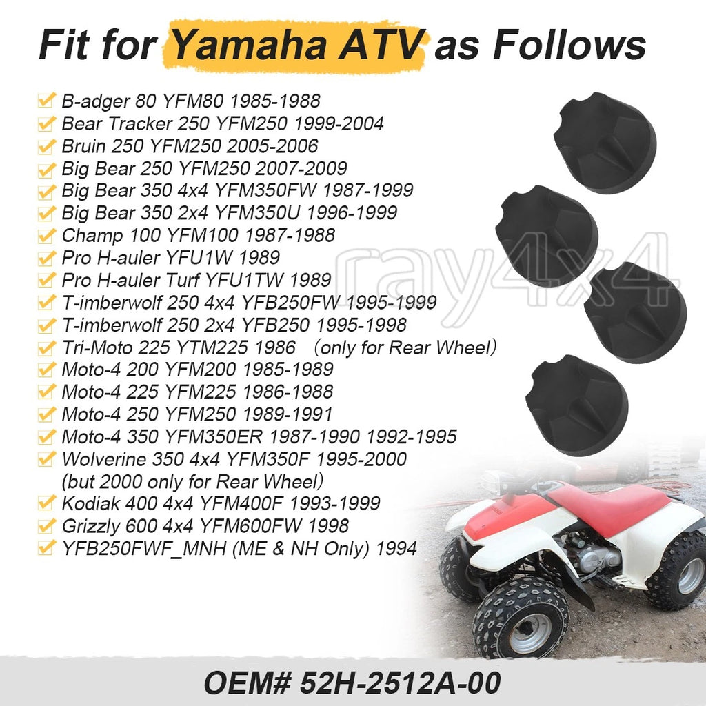 Set of 4 Wheel Caps for Yamaha YFM200 YFM225 YFM250 YFM350ER (1985–1995)