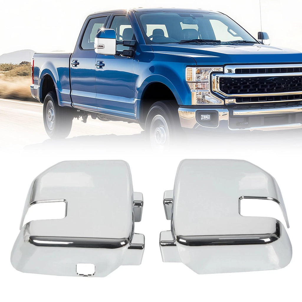 Set of 2 Chrome Side Mirror Covers with Turn Signal for Ford F250 F350 (2017–2022)