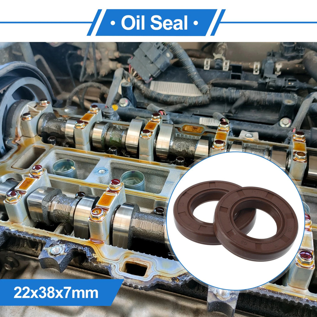 2X Oil Seal Rotary Shaft Seal for Various Models (22x38x7mm) FKM Rubber