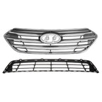 Set of 2 Front Upper & Lower Bumper Grille for Hyundai Santa Fe Sport (2017–2018)