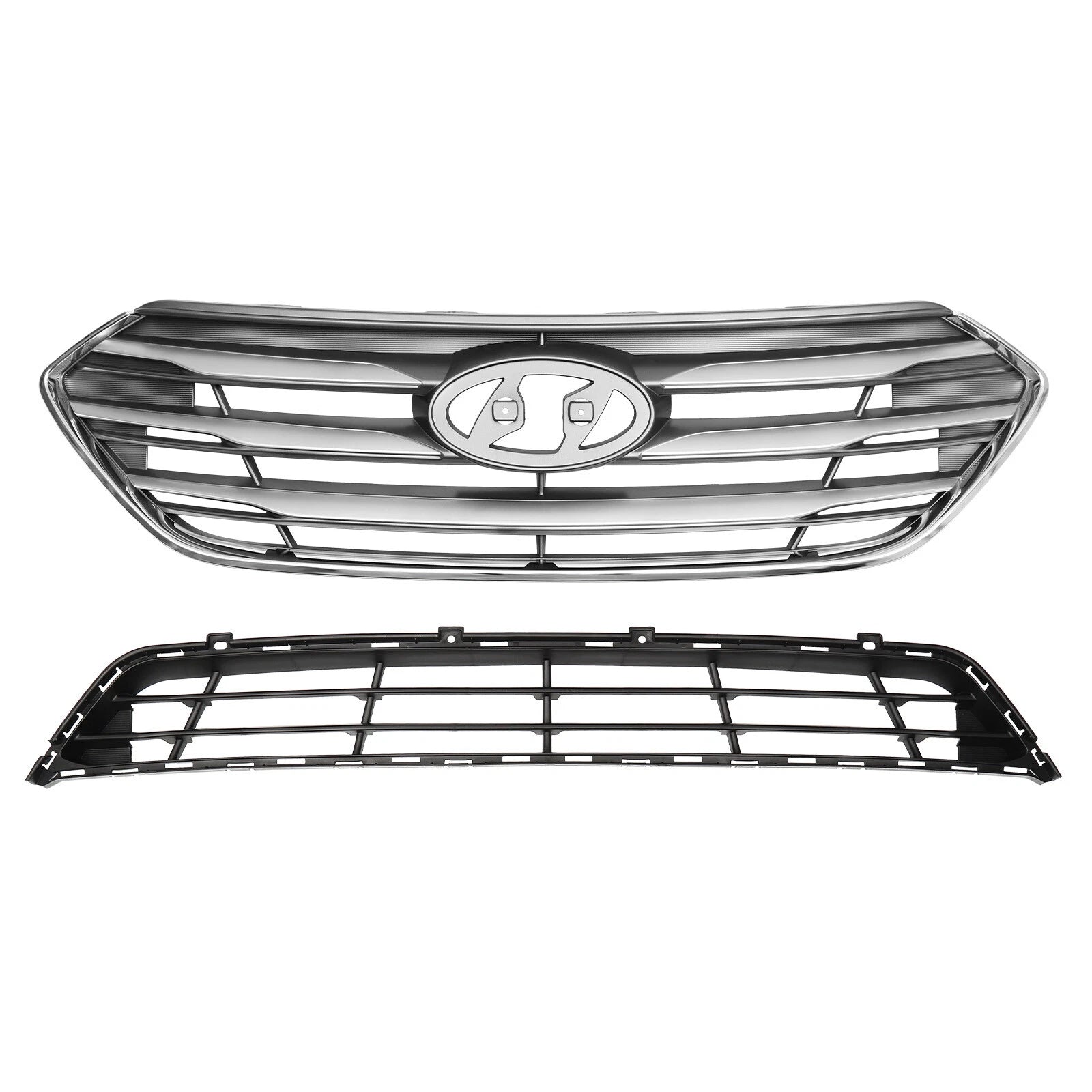 Set of 2 Front Upper & Lower Bumper Grille for Hyundai Santa Fe Sport (2017–2018)