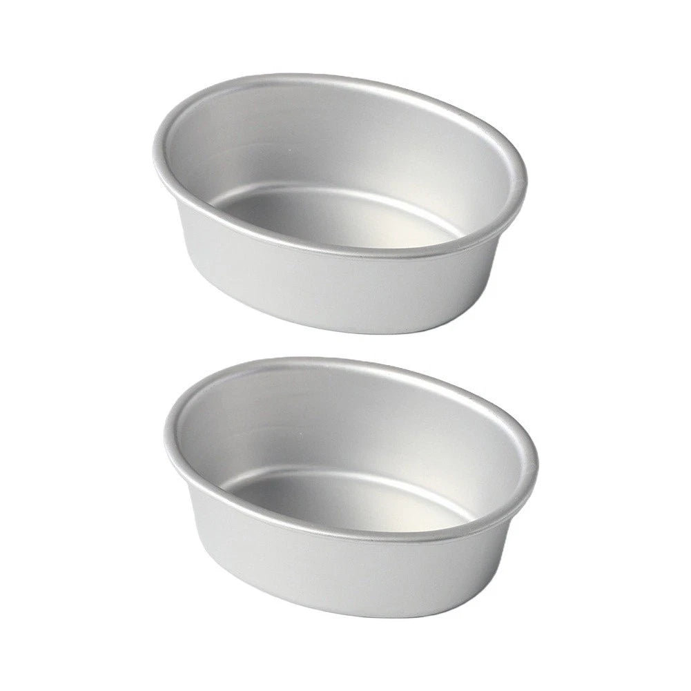 2X Aluminum Alloy Oval Cheesecake Mold Set (11.8x9.2x4.2 cm)