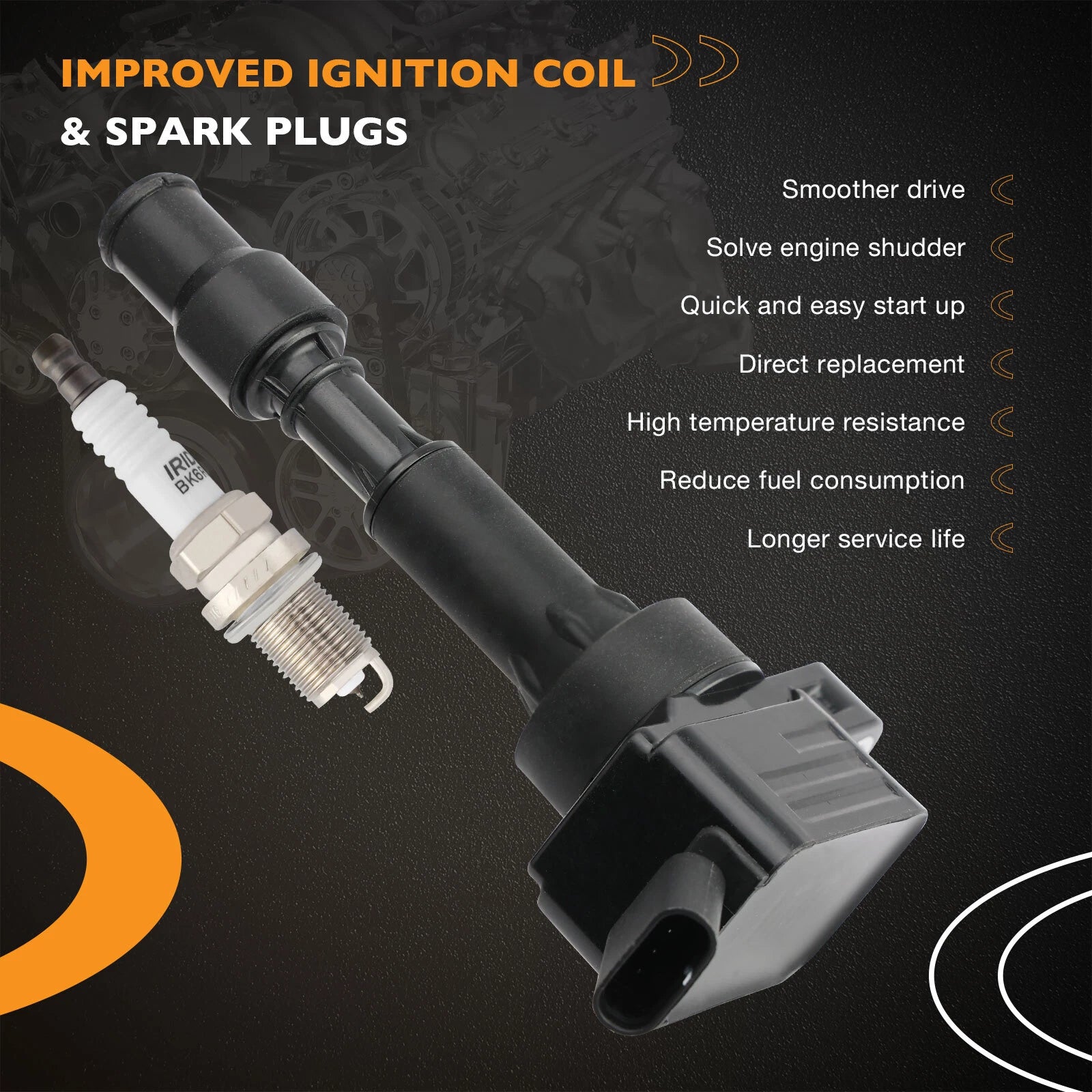 Set of 4 UF816 Ignition Coils & Spark Plugs for Hyundai Elantra Sonata Kia Soul (2011–2016)