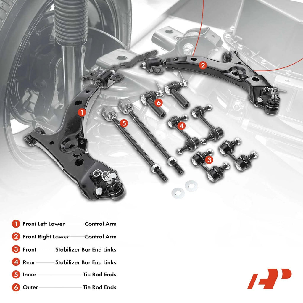 10x Front Lower Control Arm Sway Bar Link Tie Rod for Toyota Corolla (2011–2013)
