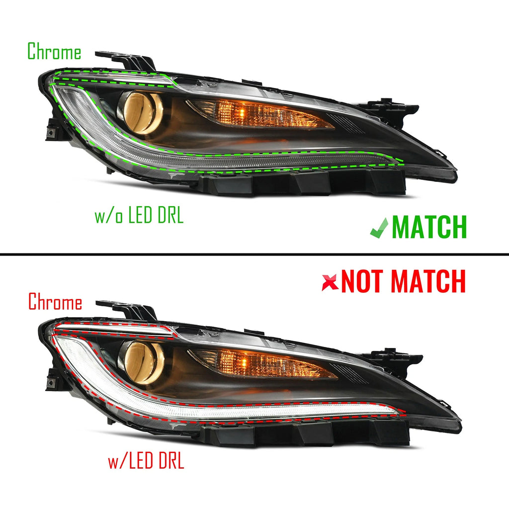 Halogen Headlight Set for Chrysler 200 (2015–2017) w/o DRL, Chrome, Left+Right