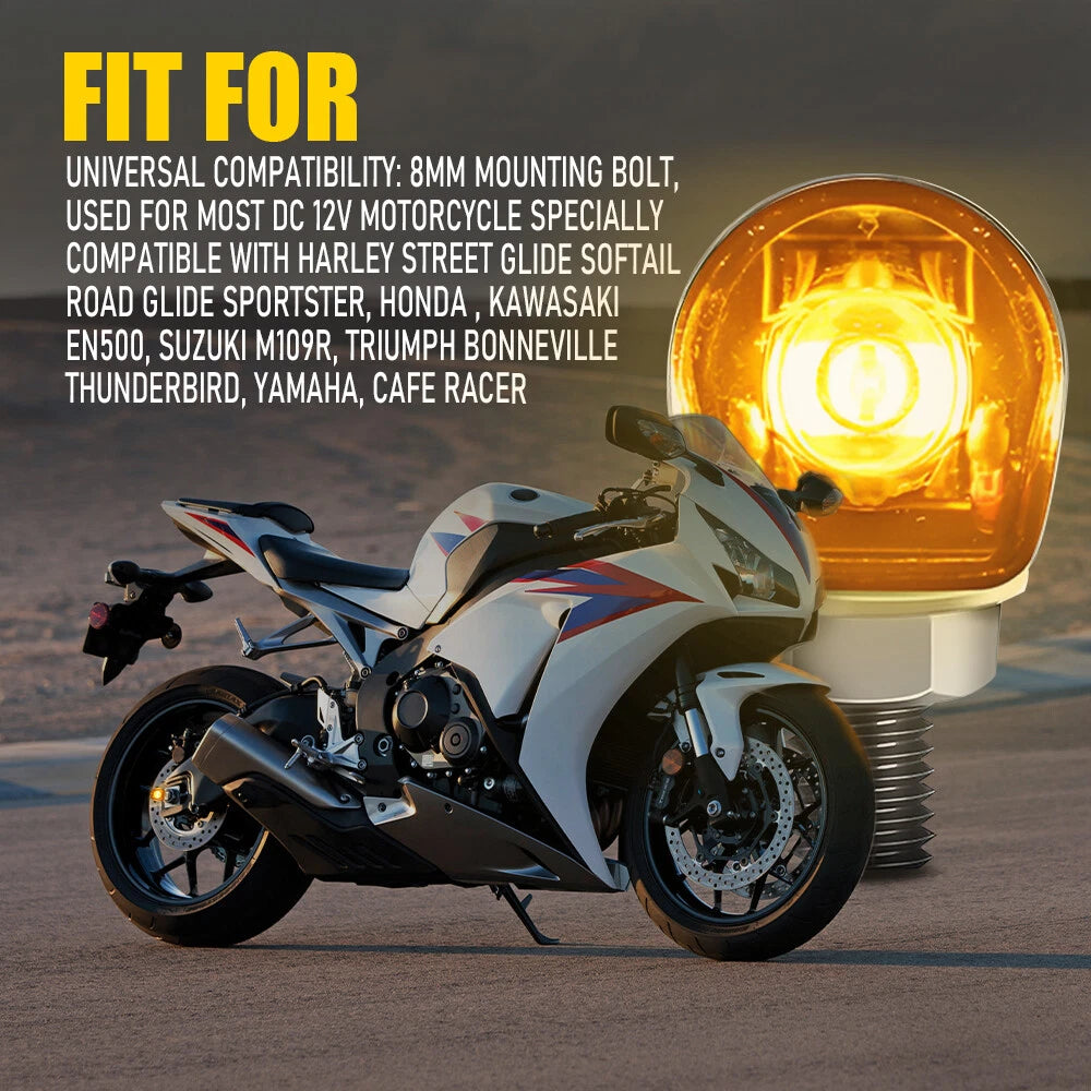 2X Amber LED Turn Indicator Lights for Universal Fit Motorcycle (Year Range)