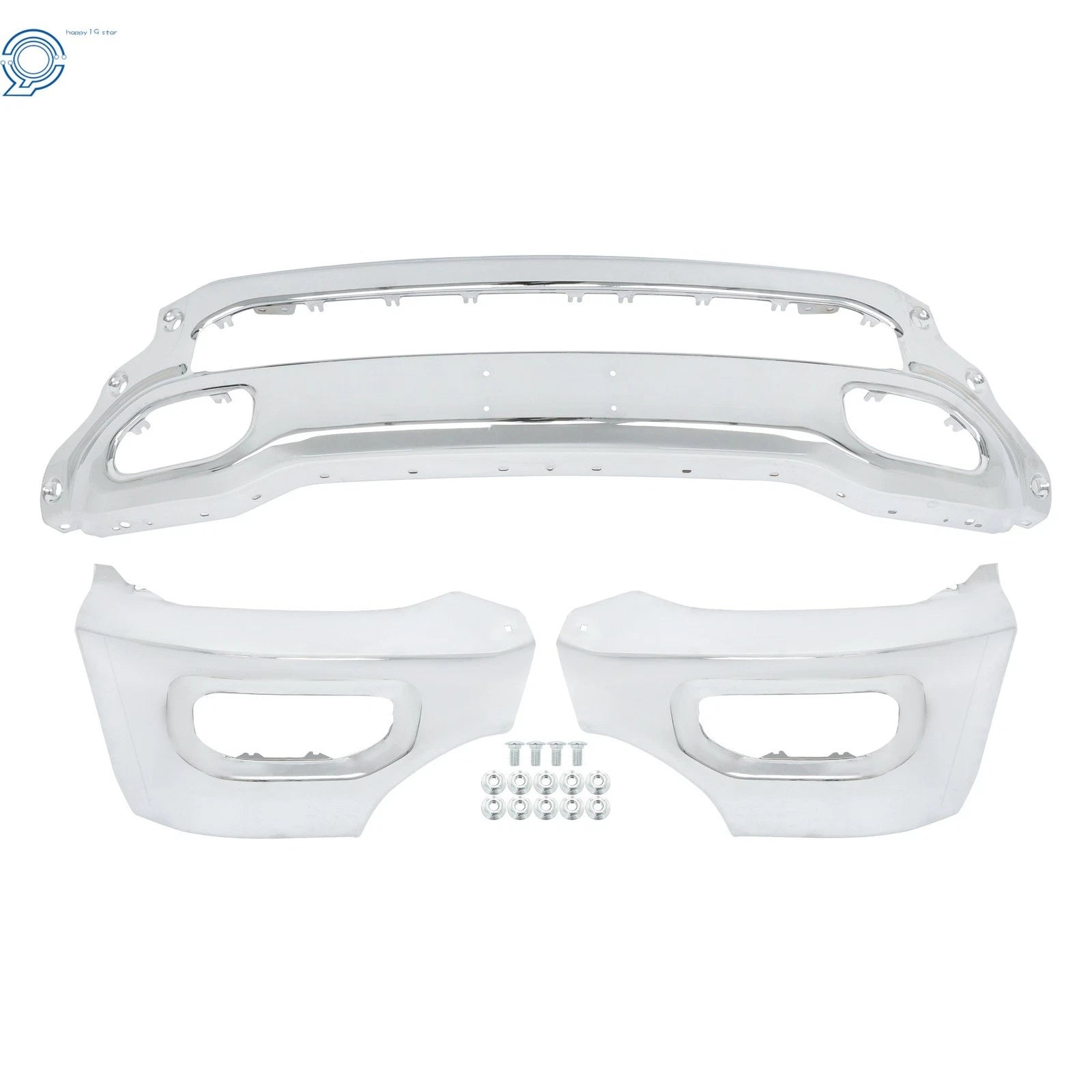 Chrome Steel Front Bumper with Fog Light Hole for RAM 1500 (2019-2024)