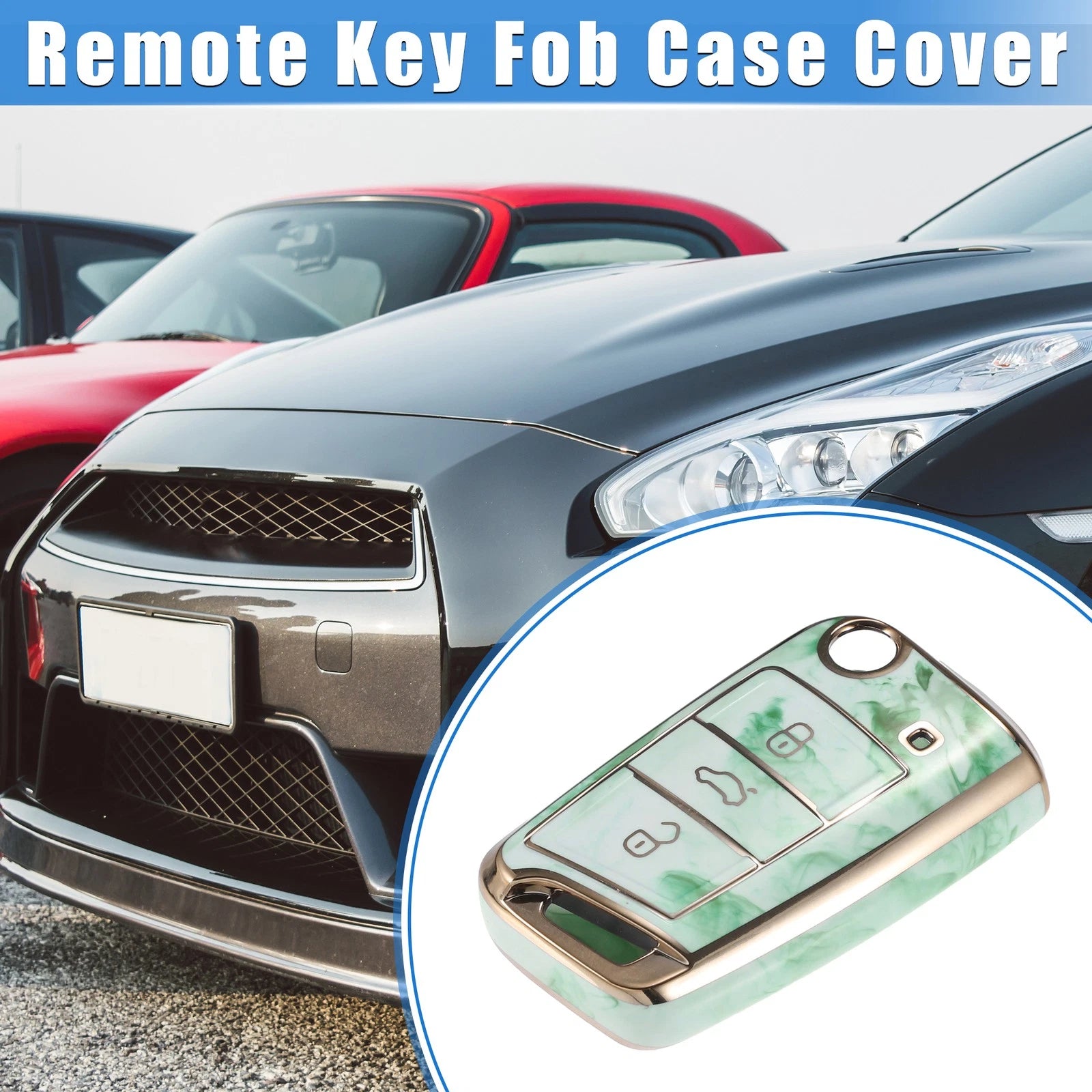 3 Buttons Remote Key Fob Case Cover for Volkswagen Golf 7, Polo 2G, 6R, 6C