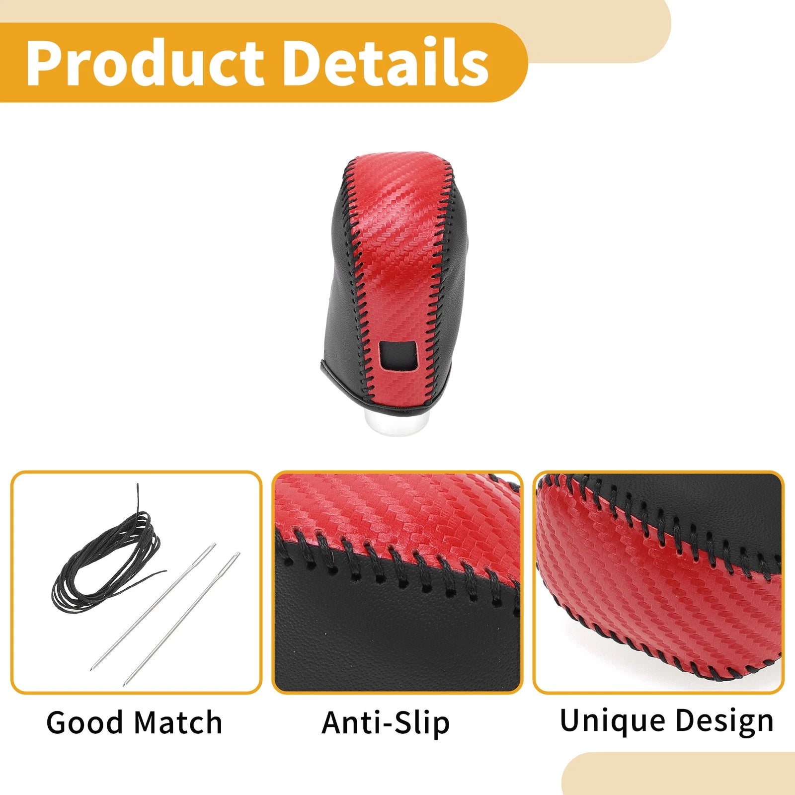 Gear Shift Knob Cover for Nissan Altima (2019–2024) Red Carbon Fiber Black