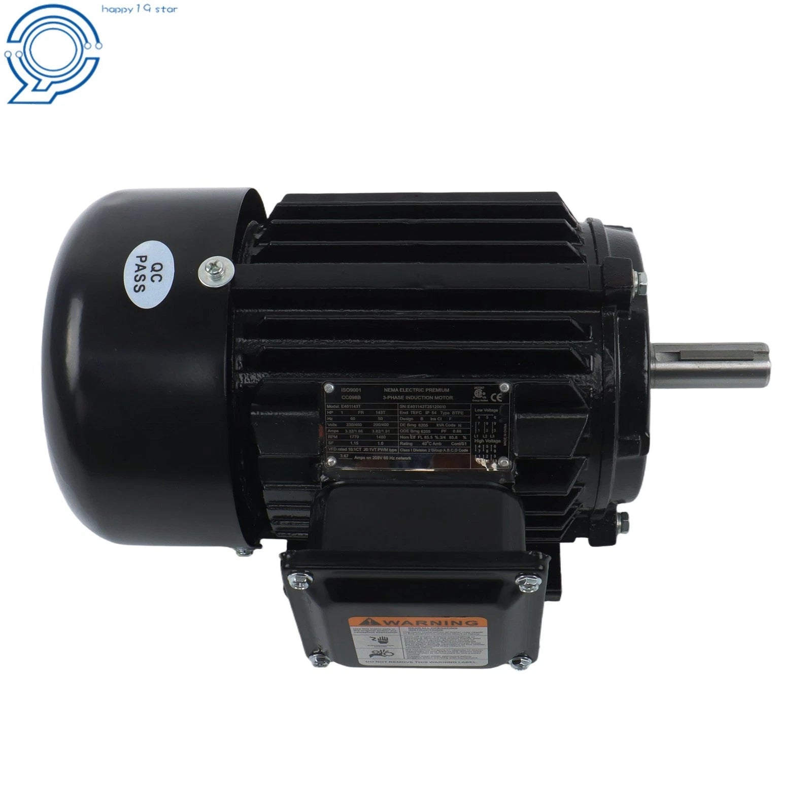 1HP Three Phase Motor for Industrial Use (1800 RPM, 230/460 Volt)