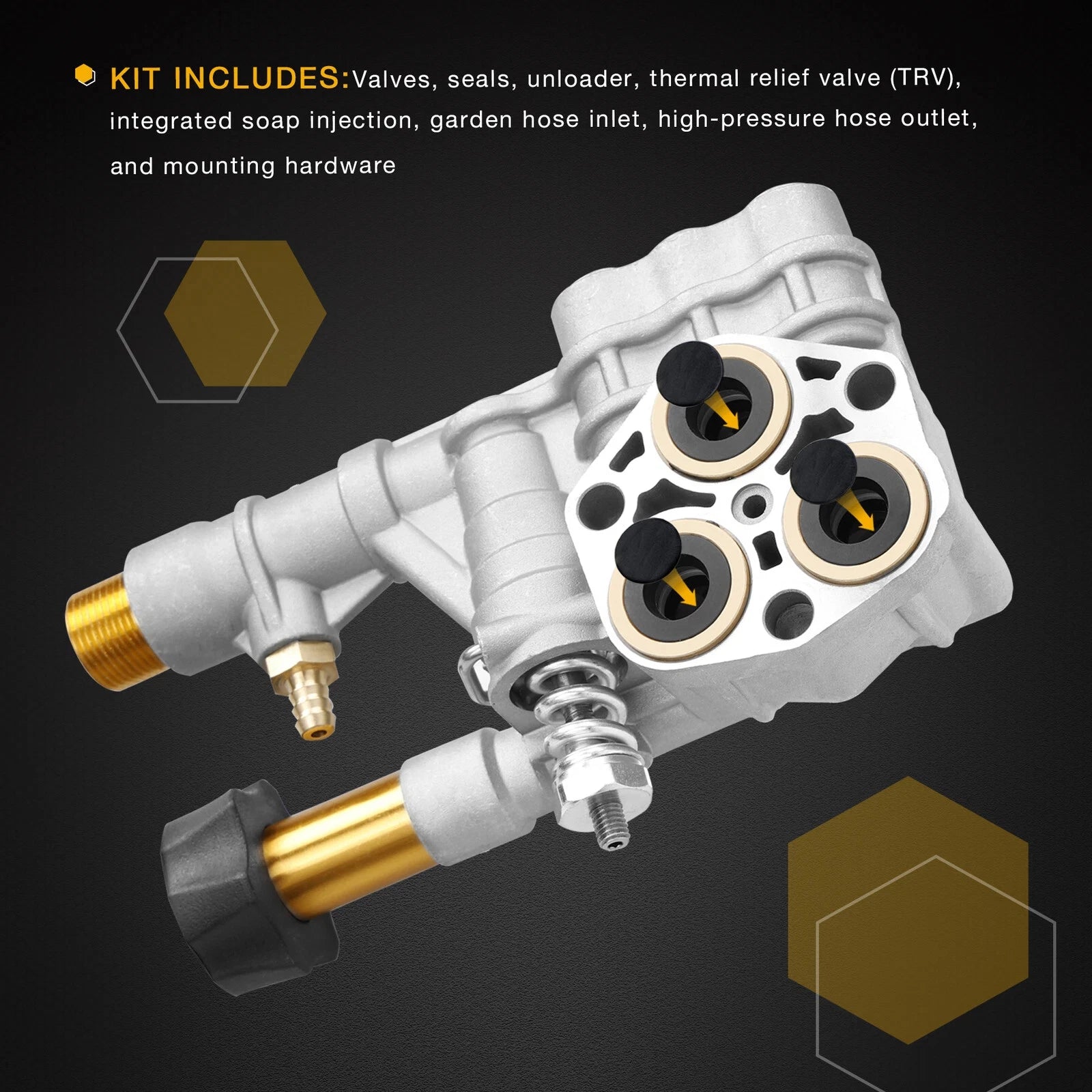 Cleaning Manifold Kit for Axial Cam Pressure Washer Pump (7108366, 520006, 510020)