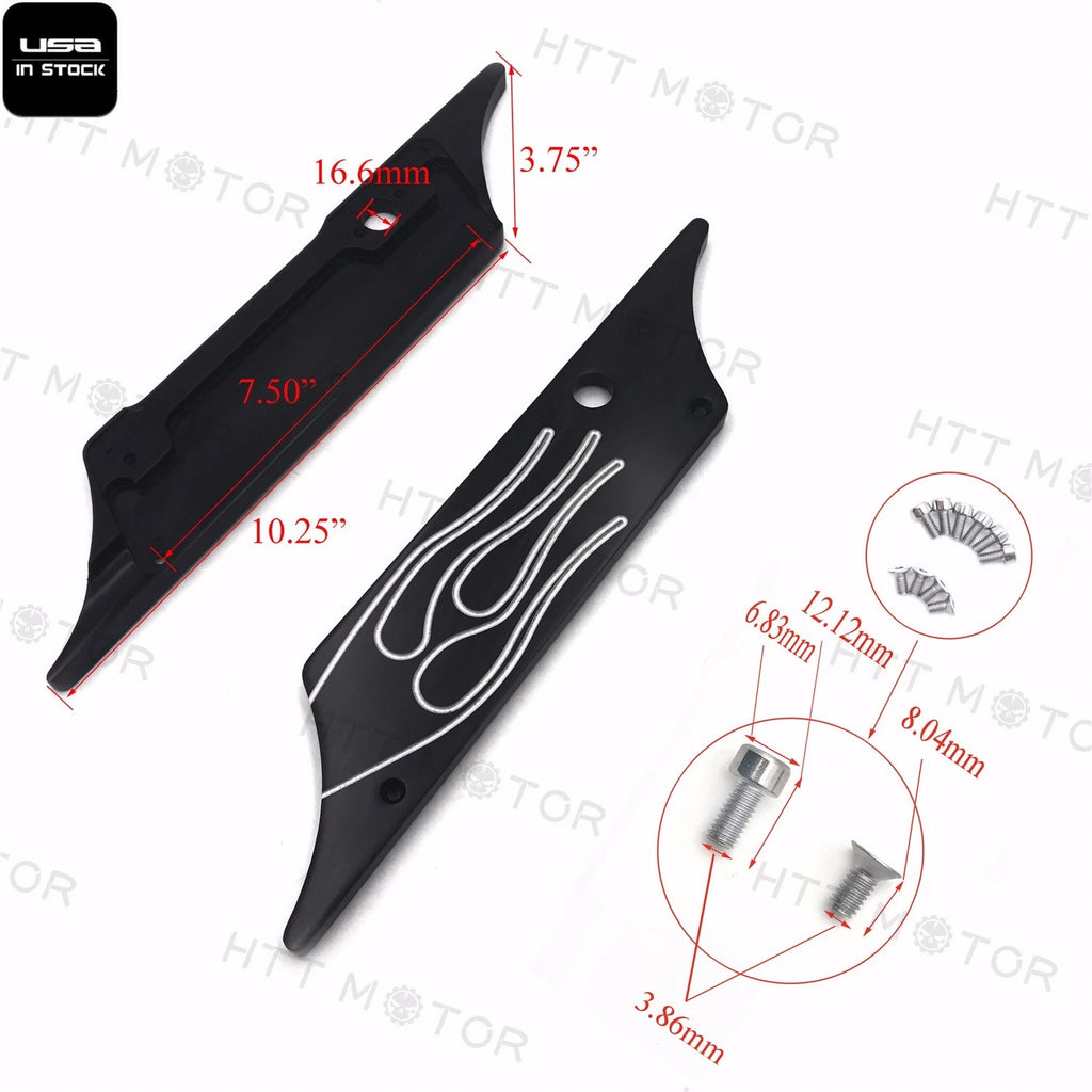 CNC Billet Aluminum Saddlebag Latch Cover Flame for Harley Touring (1993–2013)