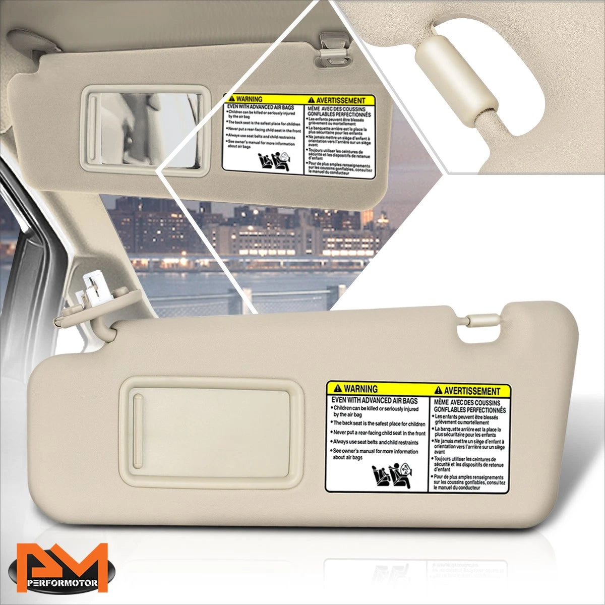 Left Driver Side Sun Visor for Highlander (2008–2013) OE Style Beige
