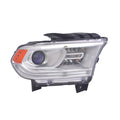Chrome Passenger Halogen Headlight Assembly w/o LED Daytime Running w/o Logo
