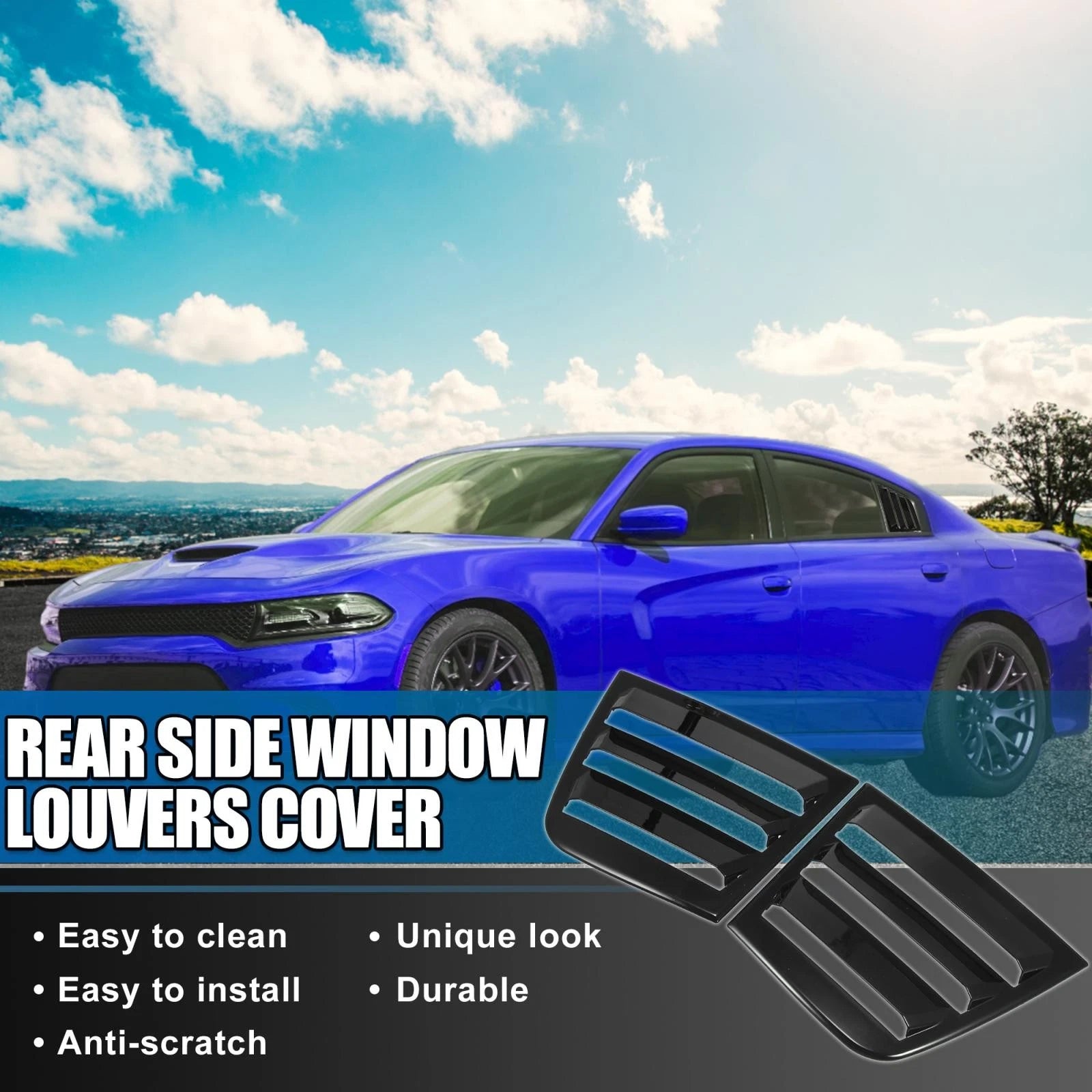2pcs Rear Window Louvers for Dodge Charger (2011–2021) Air Vent Scoop Shades